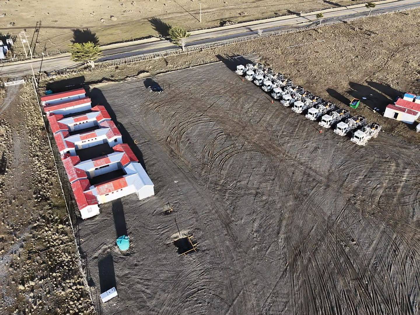 Vista aérea de los módulos habitacionales del campamento
